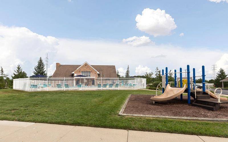 a playground with a slide