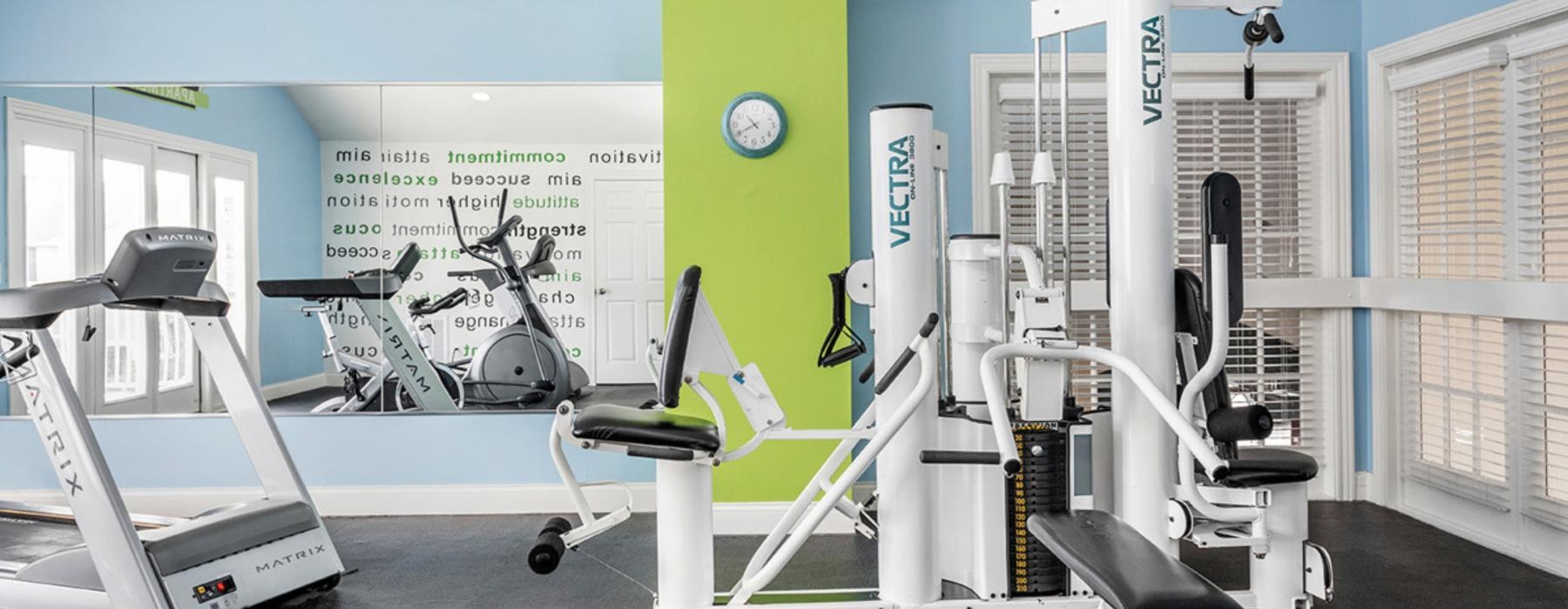 a gym with exercise equipment